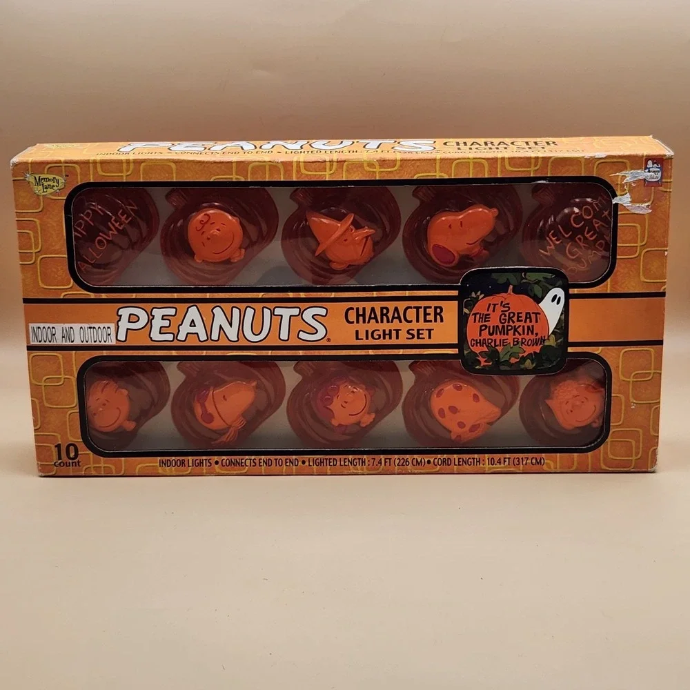 2003 Memory Lane Peanuts Charlie Brown Pumpkin Halloween Character Light Set NOS